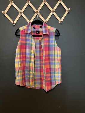 Vintage LizSport Plaid Top